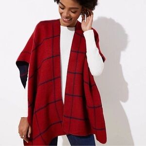 LOFT Reversible Plaid Poncho Wrap